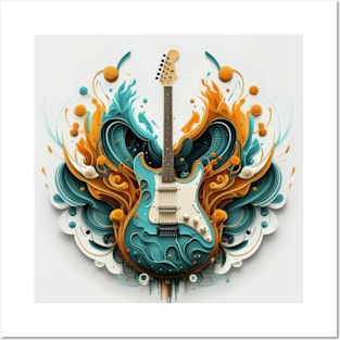 Electric Guitar Abstract Design Posters and Art